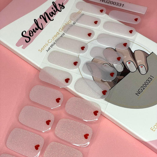 Champagne Hearts Semi-Cured Gel Nail Wrap Kit