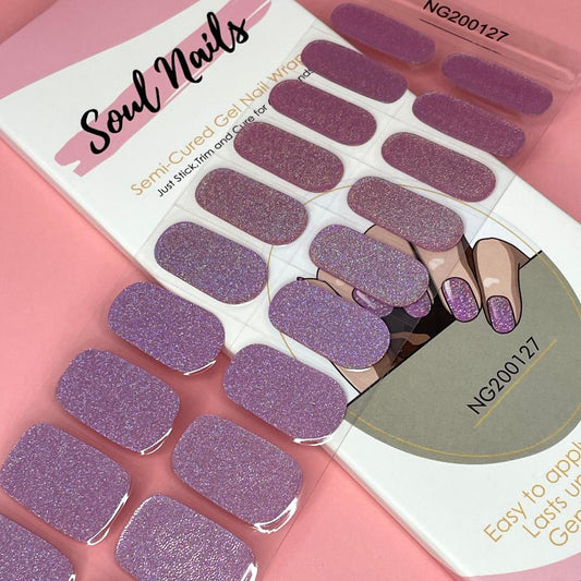 Purple Shine Semi-Cured Gel Nail Wrap Kit